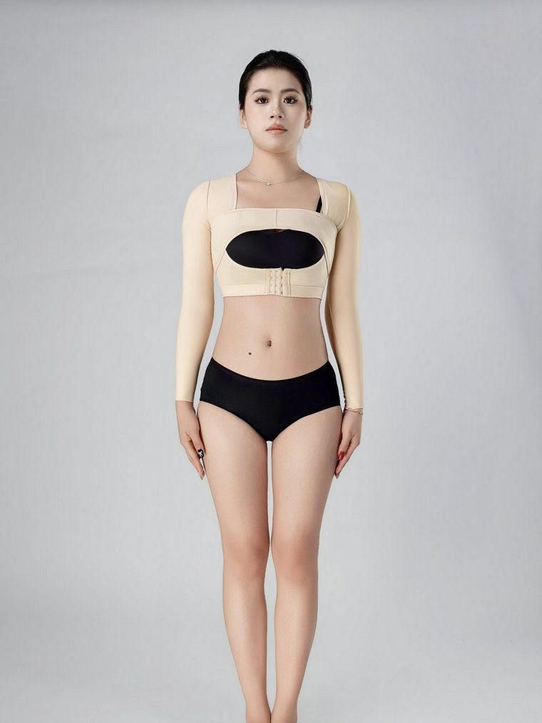 Bộ áo gen tay dài ôm ngực kèm đai ép ngực đệm mút SCASA 3031 + B02