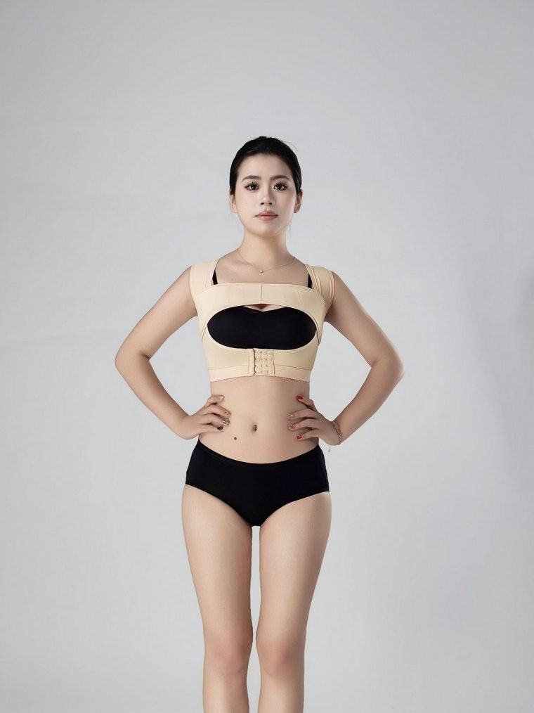 Bộ áo gen nâng đỡ ngực không tay kèm đai ép ngực đệm mút SCASA 3037 + B02