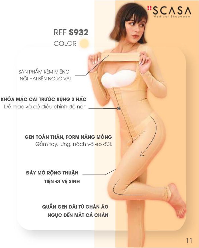 Người mẫu mặc gen toàn thân SCASA S932 — form nâng mông, dài đến mắt cá chân