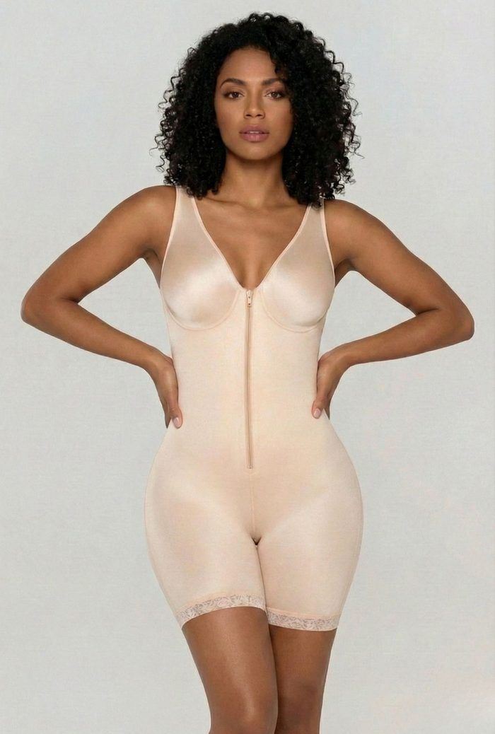 Bodysuit 944 lửng đùi khoá kéo và ren, Vedette